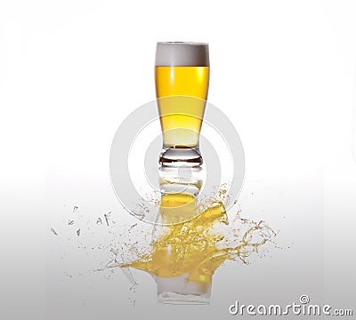 Exploding glass of beer Stock Photo