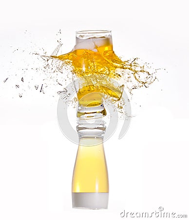 Exploding glass of beer Stock Photo