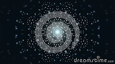 Exploding particles blue and black. 3D rendering Stock Photo