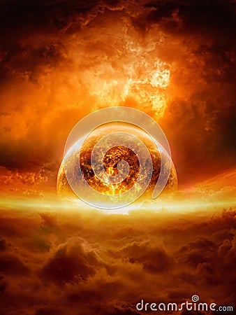 Exploding planet Stock Photo