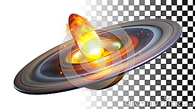 Exploding planet, cosmic icon for space and science fiction themes png transparent image Generative AI Stock Photo