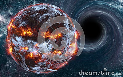 Exploding planet somewhere in space Stock Photo