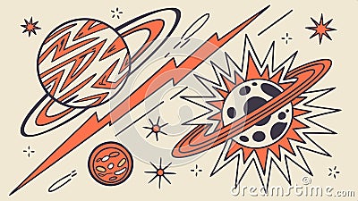 Exploding planet with space elements, vector art cosmic event illustration vector design Generative AI Vector Illustration