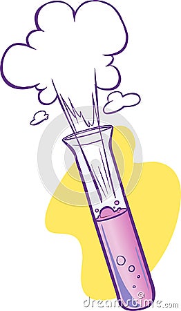 Exploding purple test tube cartoon Vector Illustration