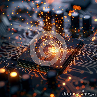 Exploding quantum bits in a technological setting Stock Photo