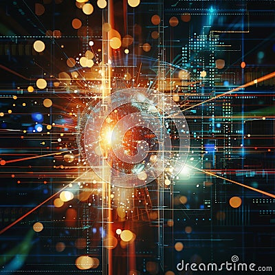 Exploding quantum bits in a technological setting Stock Photo