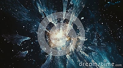 Exploding Starburst Of Light In Deep Space Stock Photo