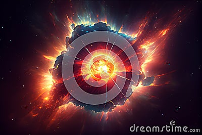 Exploding supernova in space, forming of nebula, generative ai illustration Cartoon Illustration