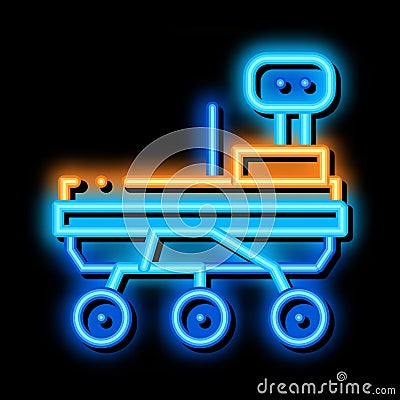 Exploration Mars Rover neon glow icon illustration Vector Illustration