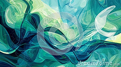 Explore abstract visualization techniques to analyze health data patterns through dynamic color waves and fluid formations Cartoon Illustration