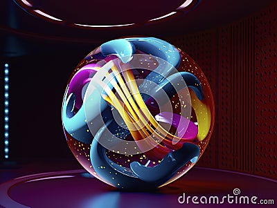 Explore AI-generated art that bends light & color, blending quantum wave-tracing, v-ray tracing, and futuristic design for a capti Stock Photo