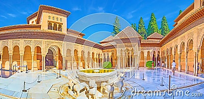 Explore Court of Lions, Nasrid Palace, Alhambra, Granada, Spain Editorial Stock Photo