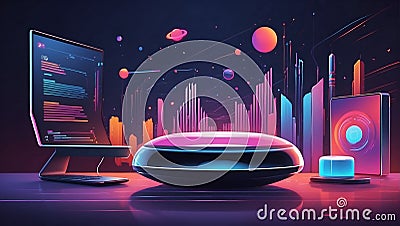 design excellence: voice assistant vector for a futuristic web experience. generative ai Stock Photo