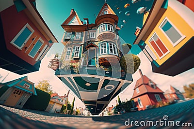 Bokeh Dreamscape: Surreal World of Floating Objects in Hyper-Detailed Unreal Engine 5 Stock Photo