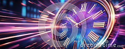 Explore the dynamic visualization of time and productivity with this abstract image showcasing a clock face morphing into a Stock Photo