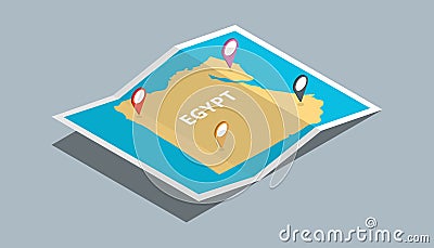 Explore egypt maps with isometric style and pin location tag on top Cartoon Illustration