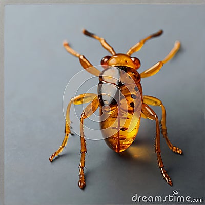 Yellow Bee A Prehistoric Insect Preserved in Amber Stock Photo