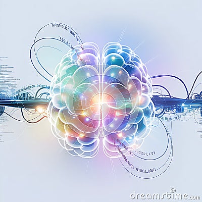 Artificial intelligence brain with neural network connection data processing and digitalization concept abstract background Stock Photo
