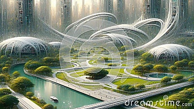 Futuristic Eden Oasis Stock Photo