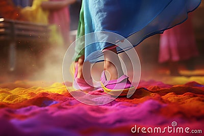 Explore the Holi tradition of colorful footwear Stock Photo