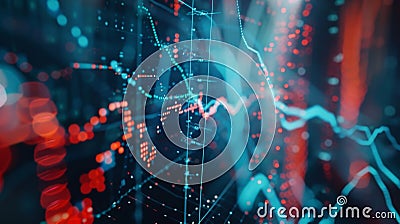 Explore the intersection of artificial intelligence and finance through this striking image of neural networks Stock Photo