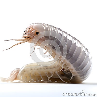 Close-up of a millipede isolated on a white background Stock Photo