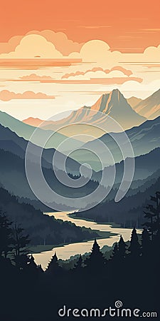 Explore The Majestic Great Smoky Mountains In Stunning Lofi Art Stock Photo