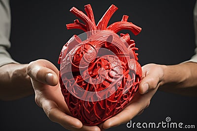 3D printed human heart, a breakthrough in medical technology, Generative AI Stock Photo