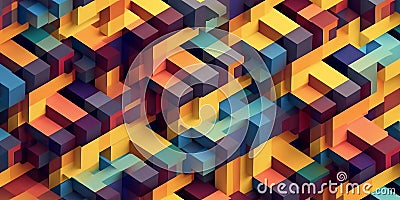 Zentangle isometric ordered: beautiful colorful impossible structures, Generative AI Stock Photo