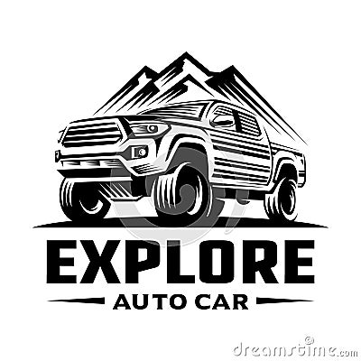 Explore pick up car logo template Vector Illustration