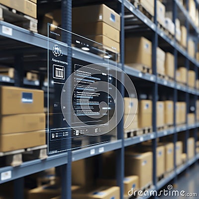 Optimizing warehouse management software for enhanced efficiency in modern digital interfaces and high-tech environments Stock Photo