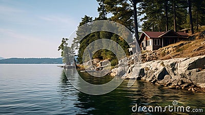 Karst Landscape Of Flathead Lake Waterfront With Shelter Island View Stock Photo