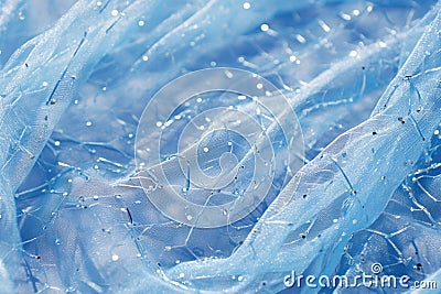 Explore the texture of blue netting with delicate white adornments Stock Photo