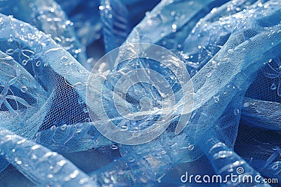 Explore the texture of blue netting with delicate white adornments Stock Photo