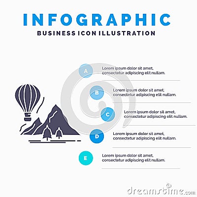 explore, travel, mountains, camping, balloons Infographics Template for Website and Presentation. GLyph Gray icon with Blue Vector Illustration