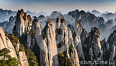 User Landscape of Mount Huangshan (Yellow Mountains). UNESCO World Heritage Site. Stock Photo