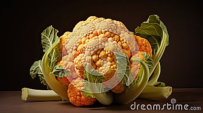 Explore the uniqueness of a head of cauliflower with a brilliant orange hue. Culinary artistry, fresh produce, eye-catching Stock Photo