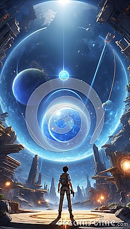 Tomorrow's Frontiers: DataEclipse Odyssey Unleashed. AI generate Stock Photo