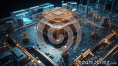 Qubit Elysium: AI-Generated Quantum Realms. AI generate Stock Photo