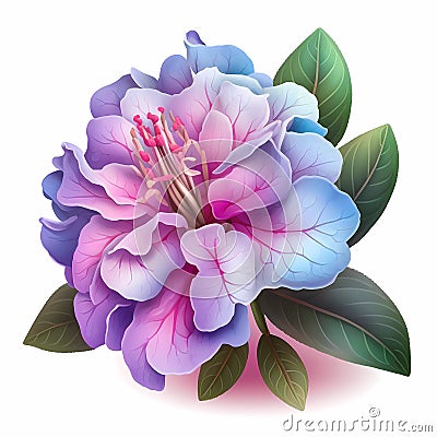 Rhododendron: Colorful Pink and Blue Flower. Stock Photo