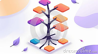 Explore the world of AI with stunning 3D graphics that clarify decision trees and logic paths for better understanding Stock Photo