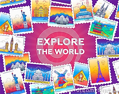 Explore the world - vector line travel illustration Vector Illustration