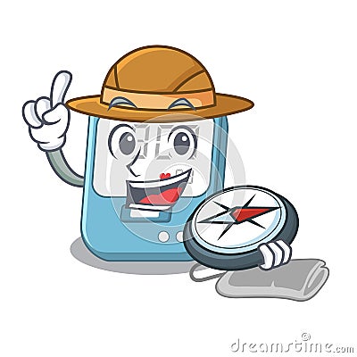 Explorer blood pressure in cartoon medicine box Vector Illustration