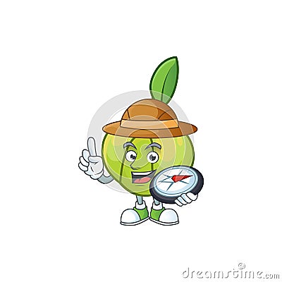 Explorer elephant apple cartoon on white background Vector Illustration