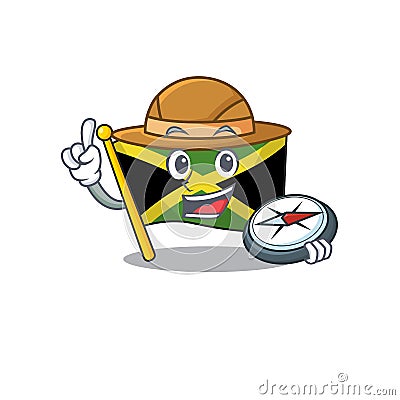 Explorer flag jamaica character shaped on mascot Vector Illustration