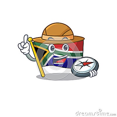 Explorer flag south africa isolated with mascot Vector Illustration