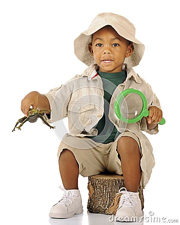 Explorer with Frog Stock Photo