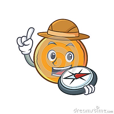 Explorer orange fruit cartoon character Vector Illustration