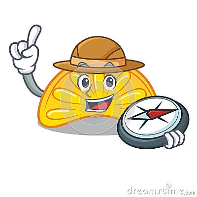 Explorer orange jelly candy mascot cartoon Vector Illustration