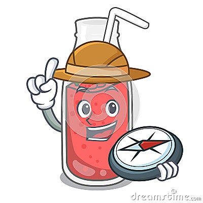 Explorer strawberry smoothie mascot cartoon Vector Illustration